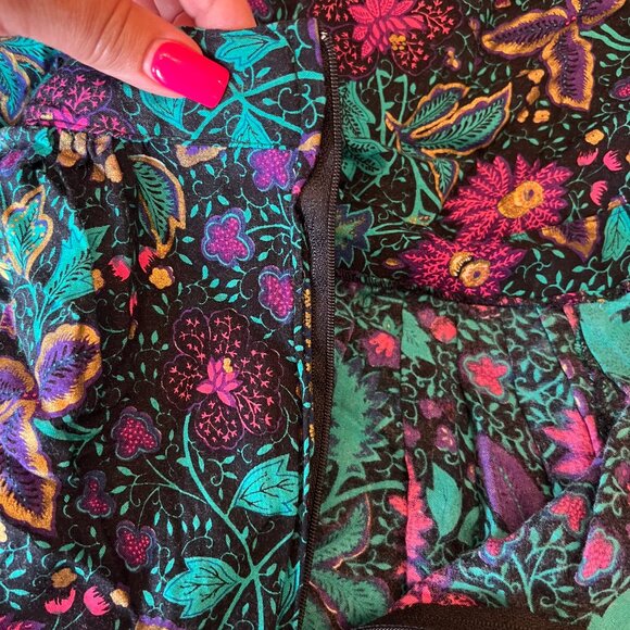 Synari Vintage 90's Green & Purple Floral Midi Skirt< Size Small - Picture 5 of 10